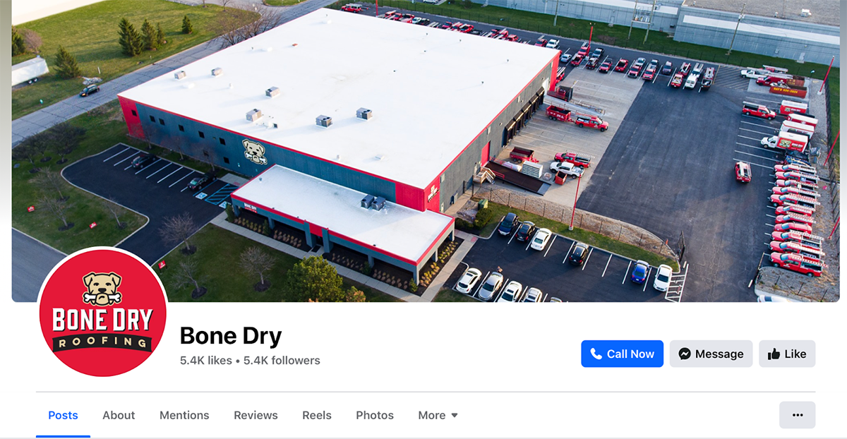 Bone Dry Roofing Facebook page