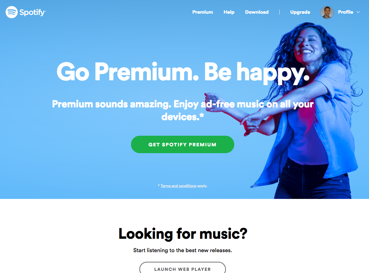 Spotify-logged-in-as-free-user